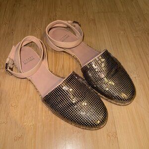 Stuart Weitzman Metal Leather Armor Chainmail Flats